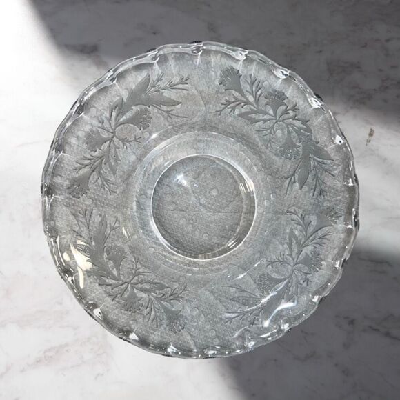 Mid Century Fostoria Heather Etched Crystal Saucer 6” - Picture 1 of 1